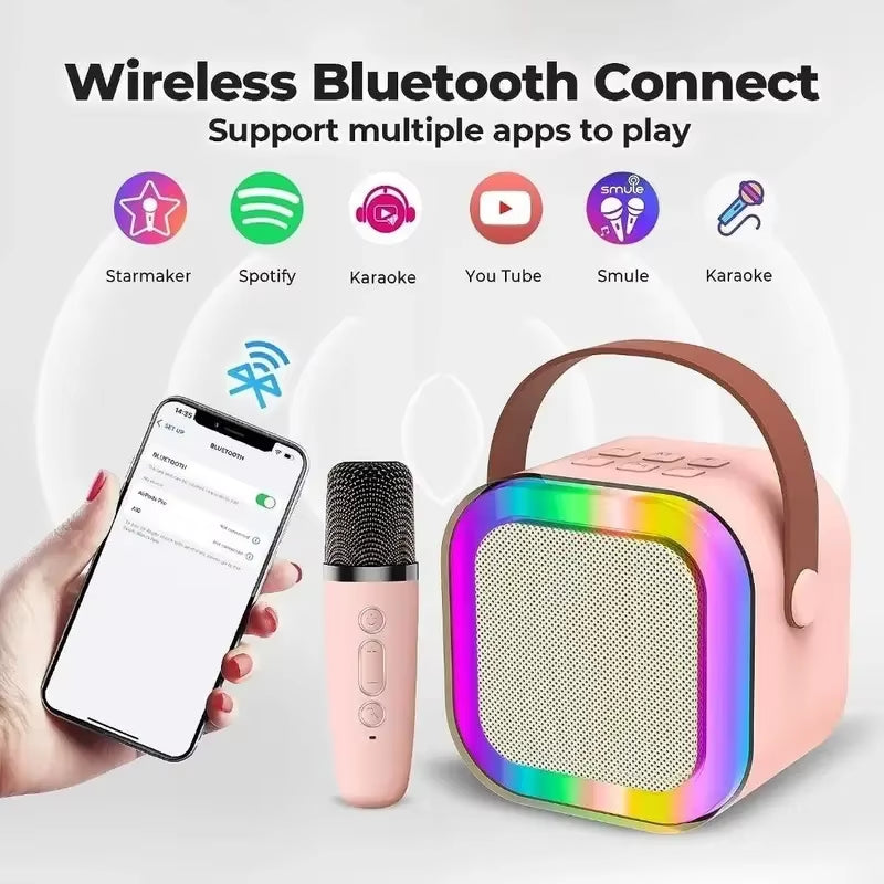 K12 PartyPro Wireless Karaoke Speaker – 2 Mics, RGB Lights, Pure Fun